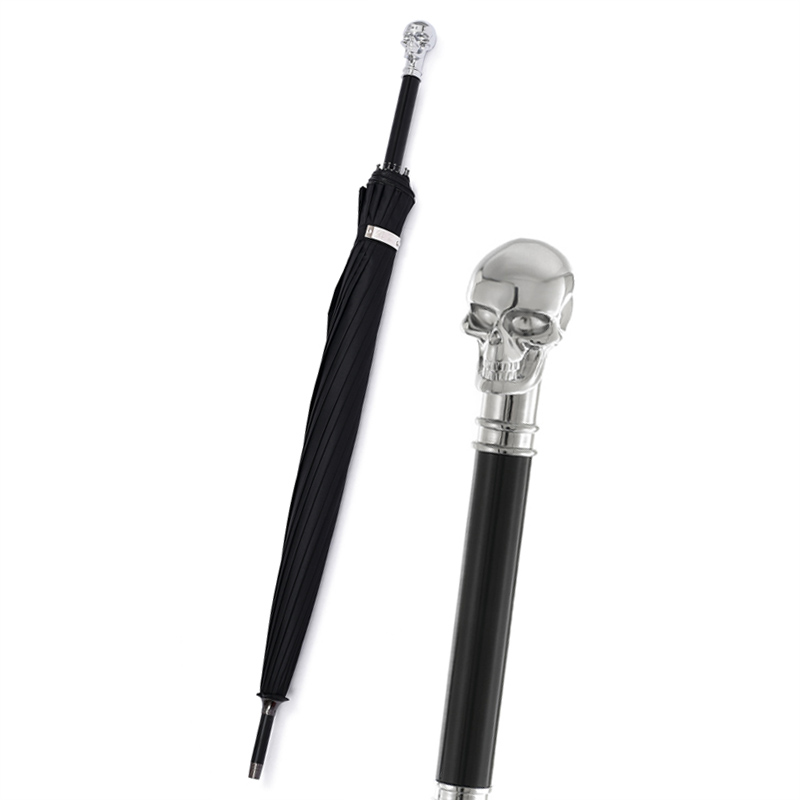 Golf Umbrella Large - シルバースカル傘高級ロングハンドル晴れ傘 UV 保護男性女性ビジネスパラソル紳士ギフト