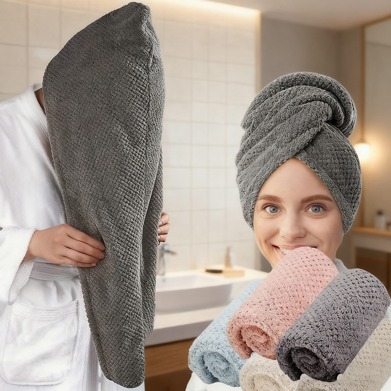 Golf Towel - 女性用ドライヘアタオル（ドライヘアキャップ） - コーラルフリース ソフトマイクロファイバー、髪を包む、吸水性と速乾性