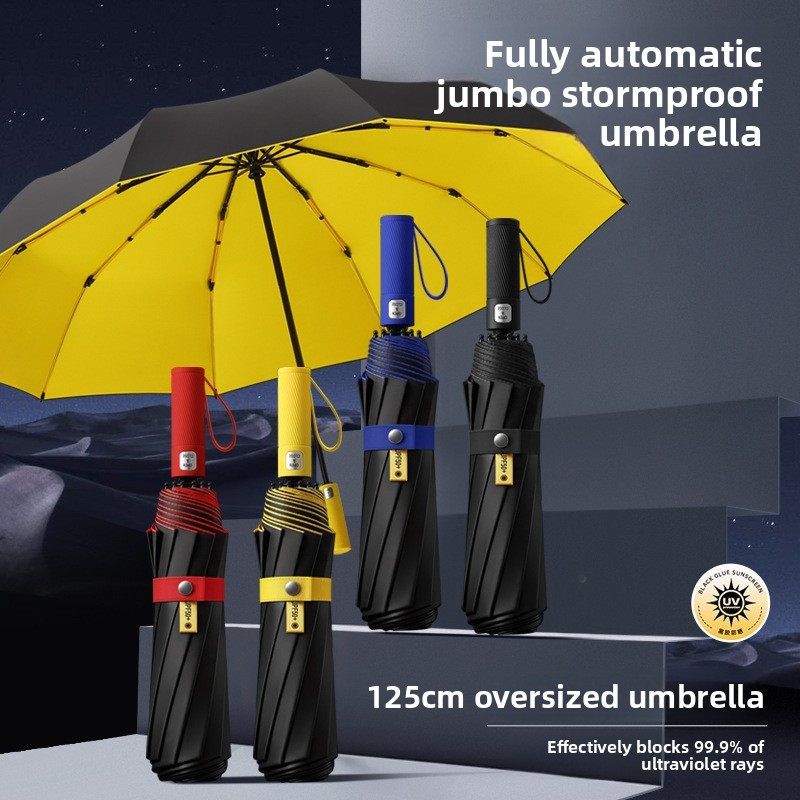 125CM三つ折り二層二重キール超大型メンズ傘日傘折りたたみ - Golf Umbrella Large のレビューと価格