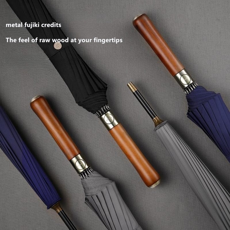 自動開閉式木製ハンドル傘 16本骨 大型 耐風ストレートハン - Golf Umbrella のレビューと価格