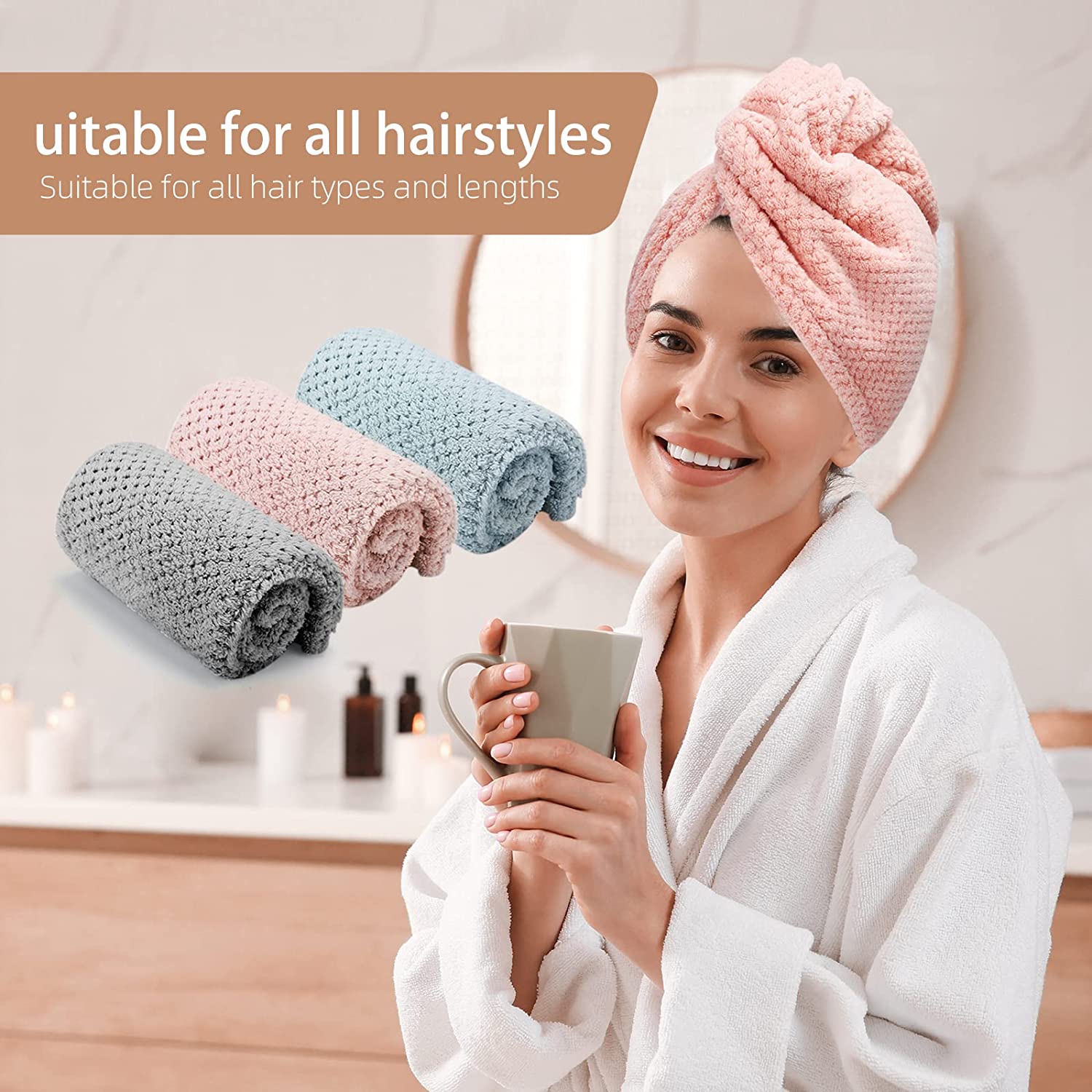 女性用ドライヘアタオル（ドライヘアキャップ） - コーラルフ - Golf Towel のレビューと価格